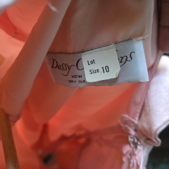 Dessy Creations Vintage Ballet Coquette Pink Satin Low Back Bow Midi Dress 10 - Picture 9 of 12